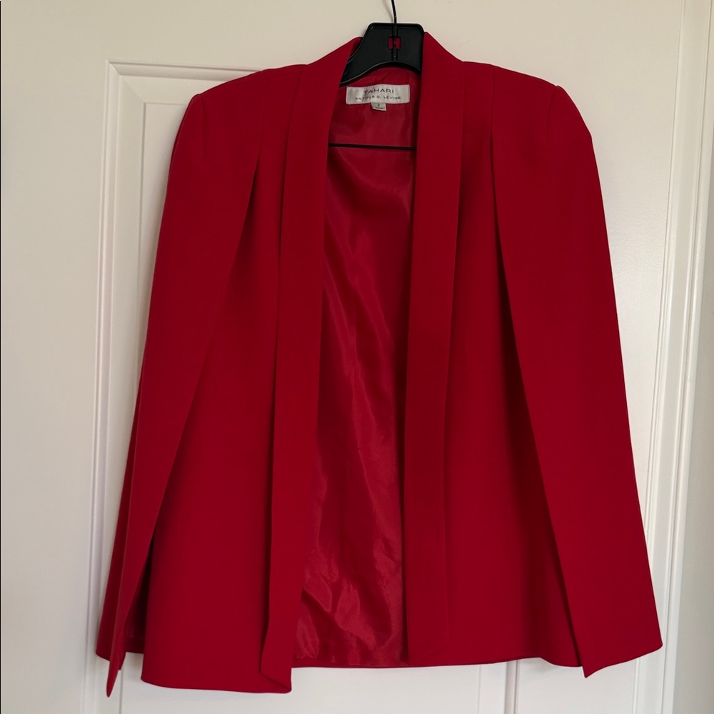 Tahari Red Open-Front Blazer Jacket